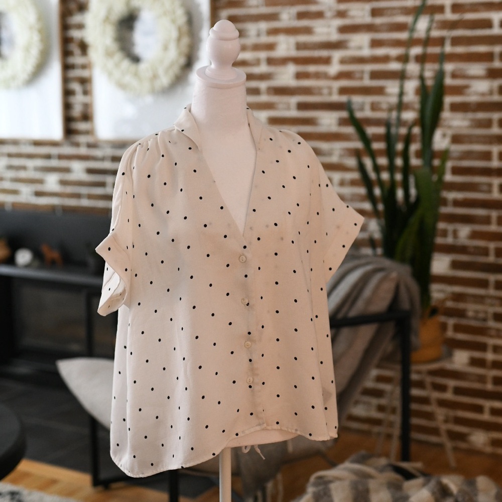Polka Dot Short Sleeve Blouse by PRESS Canada